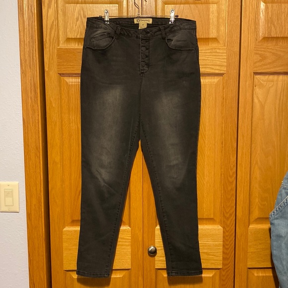 Democracy Hi Rise black skinny jeans with exposed button fly size 10 - Picture 2 of 10